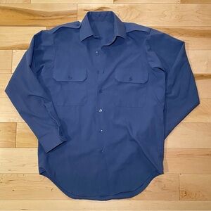 Blue Long Sleeve Button-Up Shirt Classic Clean Minimalist